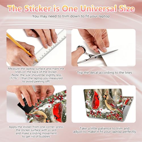 Laptop Skin Sticker Decal 12" 13" 13.3" 14" 15" 15.6",Waterproof Scratch Resistant Vinyl,Reusable Easy to Apply,for MacBook HP Dell Notebooks Netbooks Laptop,2 Wrist Pads,Cardinal Bird Tree - color: Cardinal Bird Tree