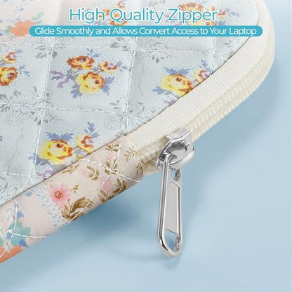 15.6 inch Cotton Quilted Laptop Sleeve for Women, Aesthetic Puffy Laptop Case Carrying Bag Compatible with MacBook 15.6, Soft Computer Liner Bag (Coloful Pin, 15.6 inch) - color: Coloful Pin, size: 15.6 inch