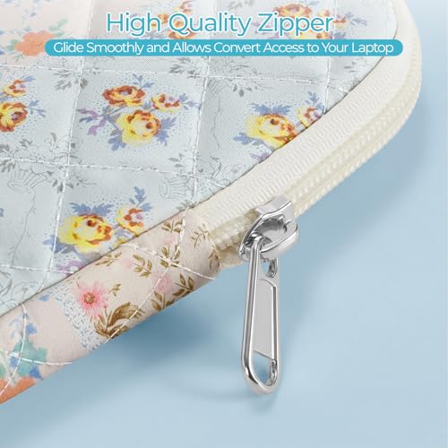 13-14 inch Cotton Quilted Laptop Sleeve for Women, Aesthetic Puffy Laptop Case Carrying Bag Compatible with MacBook Air/Pro 13/Pro 14, Soft Computer Liner Bag (Coloful Pin, 13.3 inch) - color: Coloful Pin, size: 13.3 inch