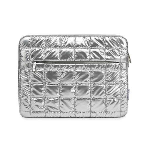 Canvas Life 360 Protective Plush Laptop Sleeve 14-14.4-inch Laptop Sleeve Bag Compatible with HP, Lenovo, Dell, ASUS, MacBook Pro 14-inch - Quilted Design(Silver, 14 inch / 14.0 inch) - color: Silver