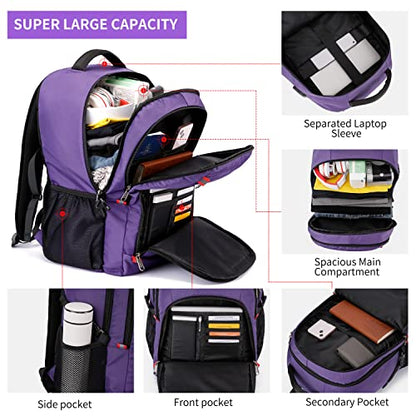 CAFELE Travel Laptop Backpack 17.3 inch,Extra Large School Backpack Bookbag Computer Rucksack with USB Charging Port,Water Resistant Backpacks for Business College Travel,Women Casual Daypack,Purple - color: Purple