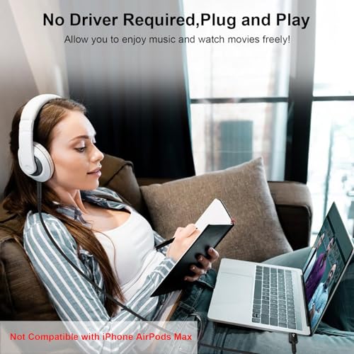 USB to 3.5mm TRS Audio Jack Adapter, USB Male to 3.5mm AUX Stereo Audio Cable Nylon Braided AUX Converter Cord for PC,Headphones, Speaker, Laptop, Windows, Mac OSX