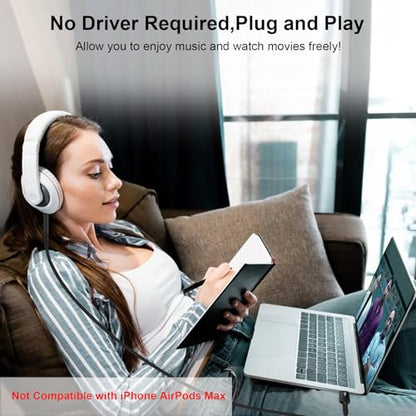 USB to 3.5mm TRS Audio Jack Adapter, USB Male to 3.5mm AUX Stereo Audio Cable Nylon Braided AUX Converter Cord for PC,Headphones, Speaker, Laptop, Windows, Mac OSX