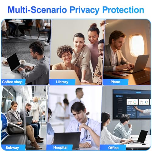 Magnetic Laptop Privacy Screen 15.6 Inch 16:9 Display, Removable Computer Screen Privacy Shield, Anti-Glare Blue Light Protector Compatible with Dell Hp Lenovo Acer Asus Samsung