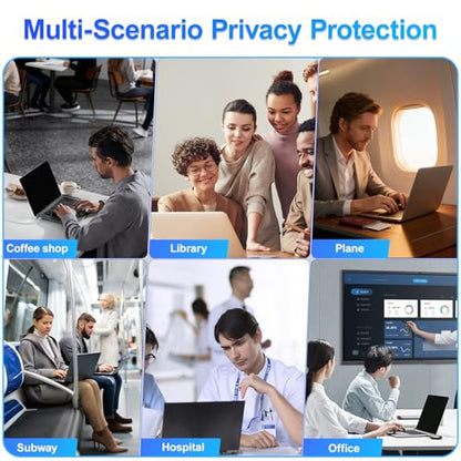 Magnetic Laptop Privacy Screen 15.6 Inch 16:9 Display, Removable Computer Screen Privacy Shield, Anti-Glare Blue Light Protector Compatible with Dell Hp Lenovo Acer Asus Samsung