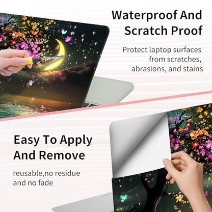 15.6 Inch Laptop Skin Sticker, Reusable Vinyl Cover Protector with 2 Wrist Pad Skins, Removable Waterproof Scratch-Resistant for 12-15.6 Inch Laptop Notebook,Beautiful Tree with Flowers - color: Beautiful Tree With Flowers