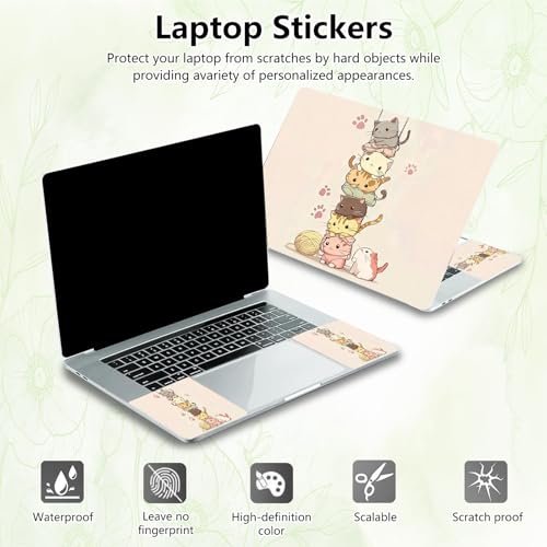 Laptop Skin Sticker Decal, Universal Reusable Vinyl Laptop Cover for 12" 13" 13.3" 14" 15" 15.4" 15.6" Notebook PC, Waterproof Scratch-Resistant with 2 Wrist Pads, Easy to Apply & Remove,Cats Cute - color: Cats Cute
