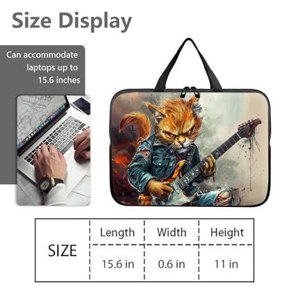 14" 15" Laptop Handle Bag Computer Bag,14.2" 15.4 inch Pouch Holder Notebook Sleeve Cover Compatible for Dell,Lenovo,Toshiba HP, Asus Notebook Messenger Briefcase-Cat Playing Guitar - color: Cat Playing Guitar