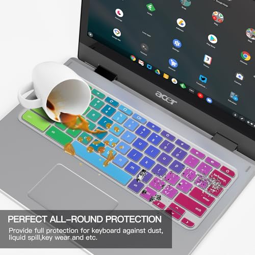 Colorful Keyboard Cover for Acer Chromebook Spin 311 714 C733 CP311 512/Chromebook 11 CB3-131 CB3-132 CP311 C738T CB5-132T/Chromebook Spin 713 CP713 R13 CB5-312T/Acer Chromebook 14 15.6", Rainbow - color: Rainbow
