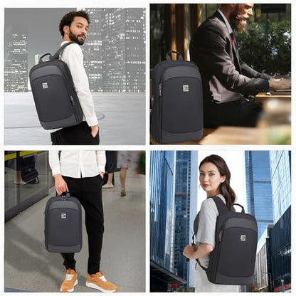 Business Backpack for Men 15.6 Inch,Slim & Expandable Waterproof Travel Laptop Backpack - color: Black
