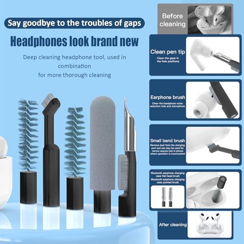 Keyboard Cleaning Kit Laptop Cleaner,Computer Screen Cleaning Brush Tool | 32-in-1 Multi Function PC Electronic Cleaner Kit for iPad iPhone Pro,Earbuds,Camera Monitor-Black - color: Black1