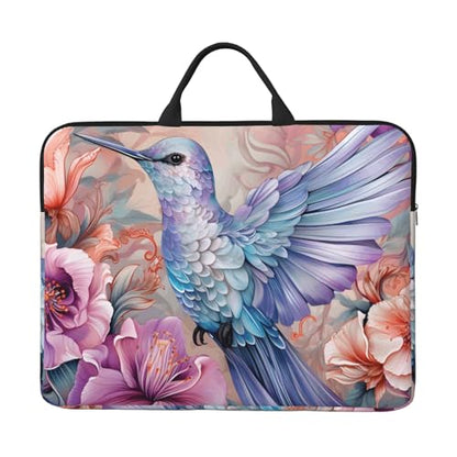 Pink Flower Hummingbird 14 Inch Laptop Sleeve Case，Handheld Waterproof/Shockproof Computer Carrying Bag Suitable for Daily Travel/Tourism/Business Trips, etc - color: Pink Flower Hummingbird