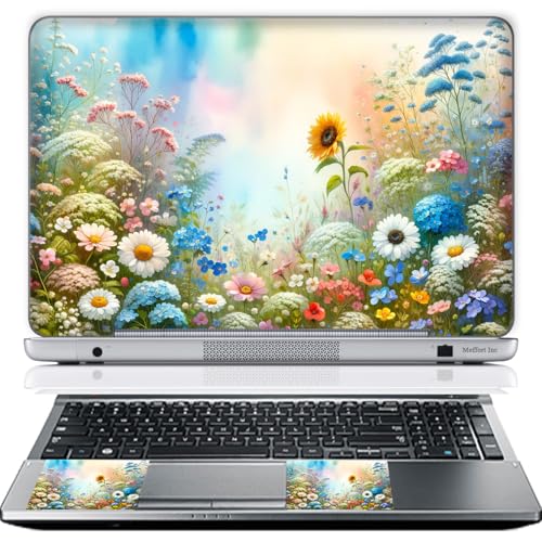11.6 12 Inch Laptop Skin Sticker Cover Premium Sticker Cover Art Decal Decorative (Included 2 Wrist Pad Skins) - Wild Flower Painting - color: Wild Flower Painting, size: 12 Inch
