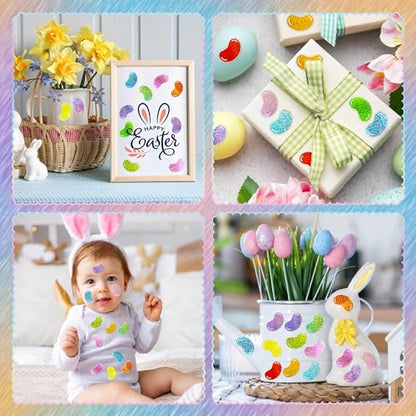 Glitter Jelly Bean Sticker - 1000 Pcs Candy Sparkle Glitter Waterproof Vinyl Reusable Laptop Stickers Coloring Book Scrapbook Water Bottle Page Activity Pad Birthday Party Favors Skateboard - style: Easter Glitter Jelly Beans