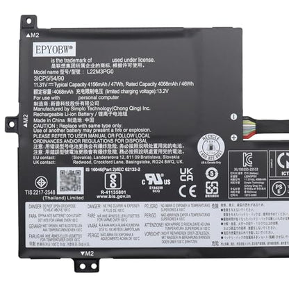 L22M3PG0 Laptop Battery 47Wh L22B3PG0 L22C3PG0 L22D3PG0 | Compatible with Lenovo IP Flex 3 Chrome 12IAN8/300e Yoga Chromebook Gen4/100e Chromebook Gen4 Intel Series