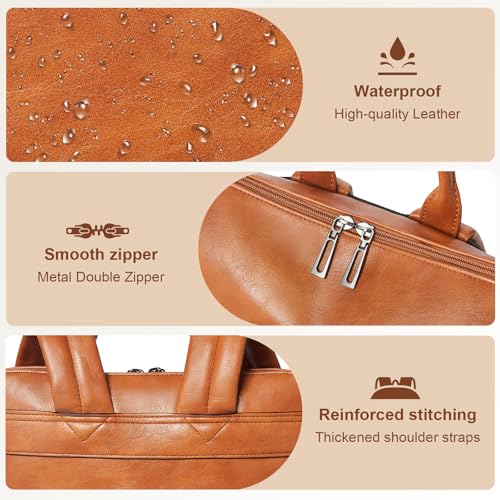 Laptop Backpack for Women 15.6 inch,Travel Leather Backpack Purse Nurse Teacher Carry on Backpack Computer Bag,Professional Water-Resistant College Business Work Casual Daypack,Brown - color: Brown02