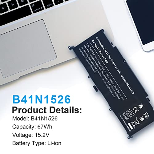 67Wh B41N1526 Laptop Battery for Asus FX502VM FX60VM FX502VM-AS73 FX502VM-FY361T GL502 GL502V GL502VT GL502VT-1A ROG Strix S5 S5V S5VM S5VT6700 GL502VT-DS74 GL502VM-FY039T 4ICP/60/80 0B200-01940000 - size: 10.31*3.66*0.24inch B41N1526