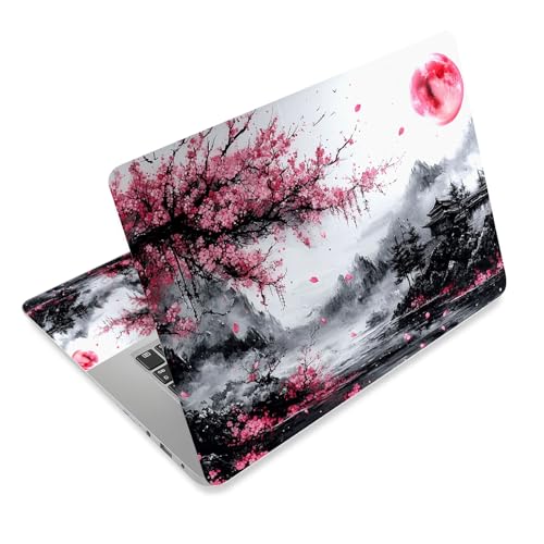 Aesthetic Laptop Skin Cover,12-15.6 Inch Universal Vinyl Sticker Decal,Waterproof Scratch-Resistant Notebook Wrap,Removable Residue-Free Protector,Cherry Blossom Moonlight - color: Cherry Blossom Moonlight