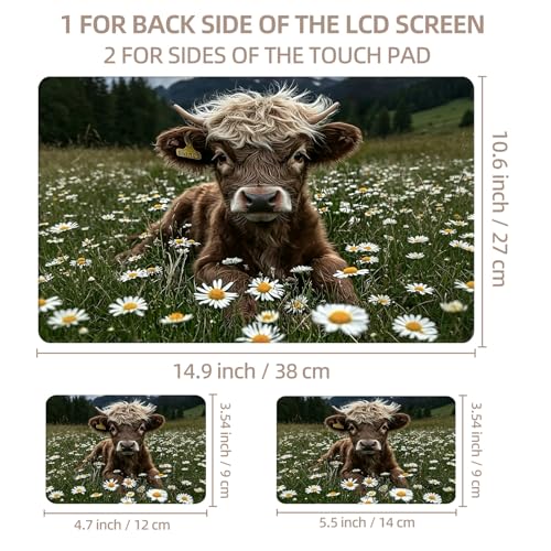 Universal Laptop Skin Sticker for 12/13/14/15.6 Inch Laptops, Reusable Vinyl Laptop Decal Cover, Waterproof Scratch Resistant Notebook Skin with 2 Wrist Pads,Highland Calf - color: Highland Calf
