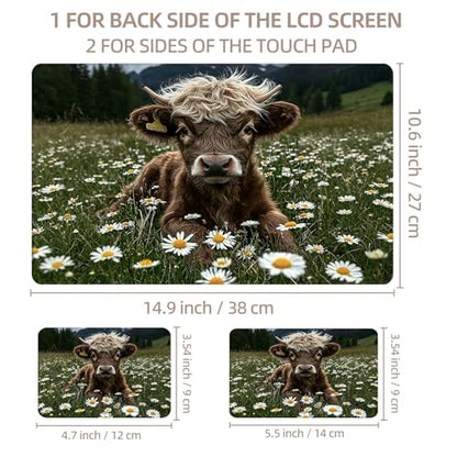 Universal Laptop Skin Sticker for 12/13/14/15.6 Inch Laptops, Reusable Vinyl Laptop Decal Cover, Waterproof Scratch Resistant Notebook Skin with 2 Wrist Pads,Highland Calf - color: Highland Calf