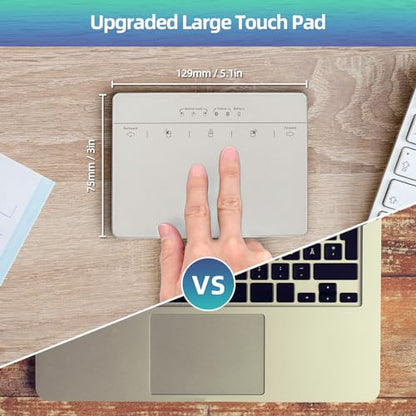 Wired & Wireless Metal Touchpad for PC Computer & Laptop, Rechargeable Trackpad Travel-Friendly Bluetooth & USB Mouse Pad for Windows 7/10/11, Silver - color: Silver