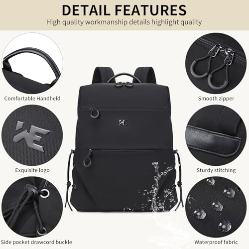 DUSLANG 15.6 Inch Laptop backpack for Men and Women, Anti theft Laptop backpack with USB Charging Port for College, Business, Black