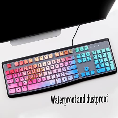 Keyboard Cover for Logitech K120 & MK120 Ergonomic Desktop USB Keyboard Ultra Thin US Layout Protective Skin-Colorful - color: Colorful