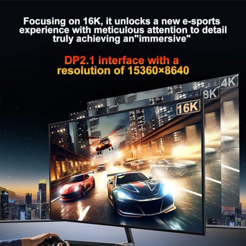 chenyang USB C to 80Gbps DisplayPort 2.1 Cable Supports 16K@30Hz with DSC, 10K@60Hz, 8K@60Hz, 4K@240/165/144Hz, 2K@240/165/120Hz 6.56FT - style: DisplayPort 8K