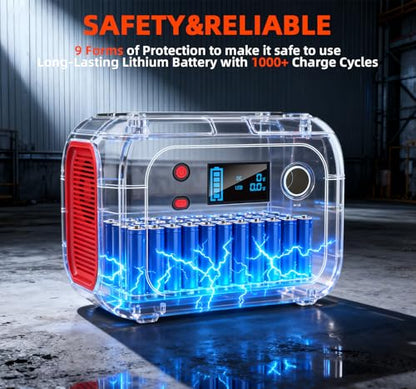 ENOFLO 300W Portable Power Station, 228Wh Solar Generator | 110V Pure Sine Wave AC Outlet, 61600mAh Lithium Battery Backup for CPAP, Camping, RV, and Home Emergency - color: Red-Black1