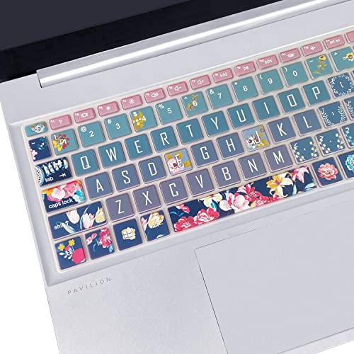 Keyboard Cover for 15.6 HP Laptop 15-fc 15-fd 15t-fd 15z-fc Series, HP Pavilion 15-eg 15t-eg 15-eh 15-er, 17z-ca 17-cn 17-cp 17z-cp Series Red Flower - color: Red Flower