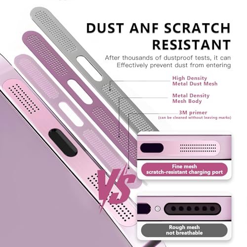 MysticHome for iPhone 17/16 Accessories, 5 Pcs Cell Phone Speaker Anti-Dust Plugs, 1 Pcs USB C Dust Plug, Compatible with Speaker Dust Cover,Pink - color: Pink