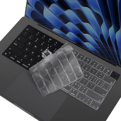 Ultra Thin Keyboard Cover for 2026-2024 MacBook Air 15 inch M5 M4 M3 Chip | A3448 A3241 A3114 TPU Protector Skin, MacBook Air M5 Accessories, Invisible, Anti Fingerprints & Dust, Clear - size: MacBook Air 15"(2023-2026)