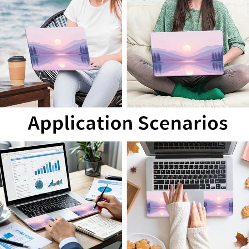 15.6 Inch Laptop Skin Sticker, Reusable Vinyl Cover Protector with 2 Wrist Pad Skins, Removable Waterproof Scratch-Resistant for 12-15.6 Inch Laptop Notebook,Mountain Lake At Dawn - color: Mountain Lake At Dawn