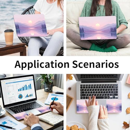 15.6 Inch Laptop Skin Sticker, Reusable Vinyl Cover Protector with 2 Wrist Pad Skins, Removable Waterproof Scratch-Resistant for 12-15.6 Inch Laptop Notebook,Mountain Lake At Dawn - color: Mountain Lake At Dawn