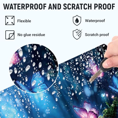 3Pcs Butterfly Laptop Skin Sticker Universal Removable Vinyl Stickers Fits for 12.1 13 14 15.6 16 Inch Waterproof Notebook Decal Cover Gift - color: dark blue