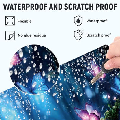 3Pcs Butterfly Laptop Skin Sticker Universal Removable Vinyl Stickers Fits for 12.1 13 14 15.6 16 Inch Waterproof Notebook Decal Cover Gift - color: dark blue