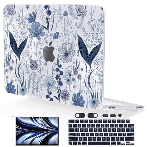 Compatible with MacBook Neo 13 inch Case A3404 Cover 2026 Release, Anti-Scratch Slim Protective Cover Pattern Plastic Hard Shell Case with Keyboard Cover & Screen Film, Wild Flowers - color: Wild Flowers