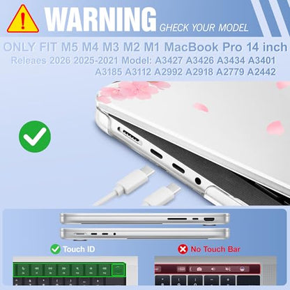May Chen for 2026 MacBook Pro 14-inch M5 M4 M3 M2 M1 Pro/Max Chip, Release 2026 2025-2021, Model A3427 A3426 A3434 A3112 A3401 A3185, Plastic Hard Shell with Keyboard Cover, Cherry Blossom - color: Cherry blossom