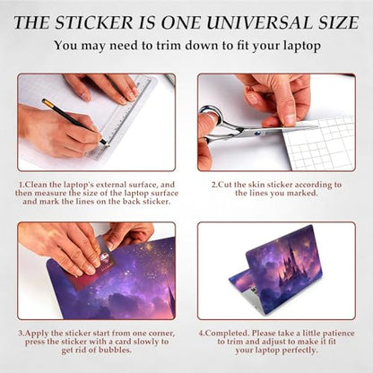 DEGDFSGR 12.1-15.6 Inch Universal Reusable Laptop Skin Sticker Decal, Waterproof Removable Protector for Notebook Cover, Scratch-Resistant Vinyl Cuttable Full Wrap Sticker, Fairytale Castle in Galaxy - color: Fairytale Castle In Galaxy