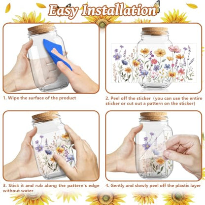 Butterfly and Flower UV DTF Cup Wraps, 10 Sheets Transfer Sticker | Waterproof UV DTF Stickers, Custom Vinyl Decals for 16oz Coffee Cups Tumblers Bottles Mugs, DIY Gifts & Crafts - style: Butterflies and Flower Bushes