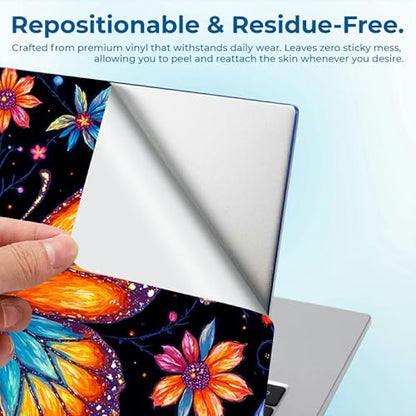 Reusable Universal Laptop Skin Sticker, Cut to Fit for 11.6–15.6 Inch Laptops, Waterproof Protective Film, No-Residue - Rainbow Butterfly - color: Rainbow Butterfly