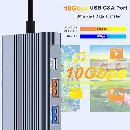USB C Docking Station Dual Monitor for Dell/HP/Lenovo/Mac Laptop, Dual HDMI Adapter for 2 Monitors, 14 in 1 Laptop Docking Station Dual Monitor with 10Gbps USB/HDMI/VGA/PD/Ethernet/SD/TF/Audio/Mic - style: 14 IN 1