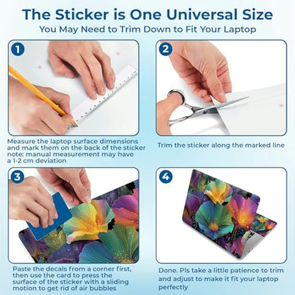 Reusable Universal Laptop Skin Sticker, Cut to Fit for 11.6–15.6 Inch Laptops, Waterproof Protective Film, No-Residue - Colorful Petals - color: Colorful Petals