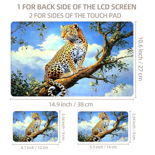 Universal Laptop Skin Sticker for 12/13/14/15.6 Inch Laptops, Reusable Vinyl Laptop Decal Cover, Waterproof Scratch Resistant Notebook Skin with 2 Wrist Pads,Leopard - color: Leopard