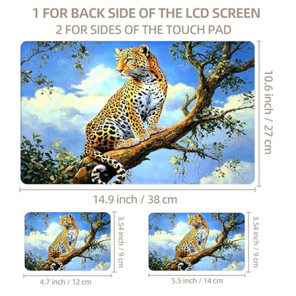 Universal Laptop Skin Sticker for 12/13/14/15.6 Inch Laptops, Reusable Vinyl Laptop Decal Cover, Waterproof Scratch Resistant Notebook Skin with 2 Wrist Pads,Leopard - color: Leopard