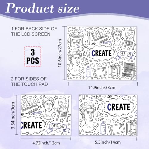 PLIGREAT 15 Inches Doodle Pattern Laptop Skin Sticker Decals Wall Art Doodle Laptop Skin Stickers Fits 12" to 15" Laptops Universal Waterproof Removable Notebook Art Protector, Blue Black - color: Blue Black