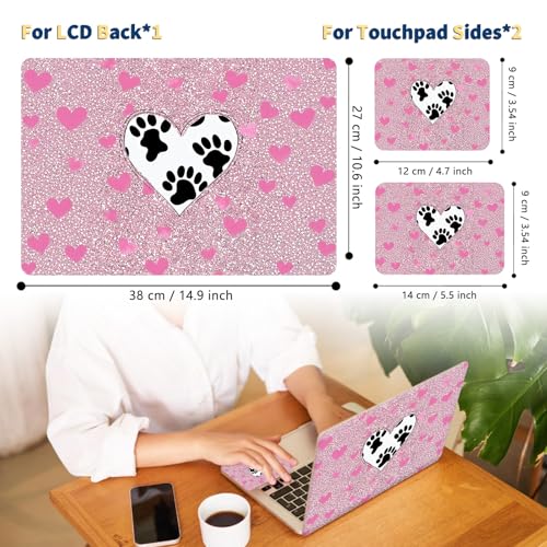 Universal Laptop Skin for 13-16 Inch Laptops,Vinyl Protective Sticker Decal,Easy DIY Trim-to-Fit for HP/Dell/MacBook,Bubble-Free & Removable,Pink Dog Paw - color: Pink Dog Paw