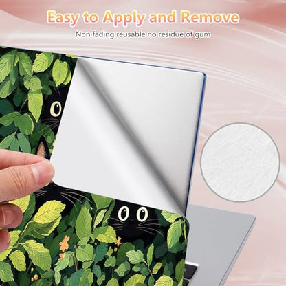 Laptop Skin Sticker Decal 12" 13" 13.3" 14" 15" 15.6",Waterproof Scratch Resistant Vinyl,Reusable Easy to Apply,for MacBook HP Dell Notebooks Netbooks Laptop,2 Wrist Pads,Cat Plant - color: Cat Plant