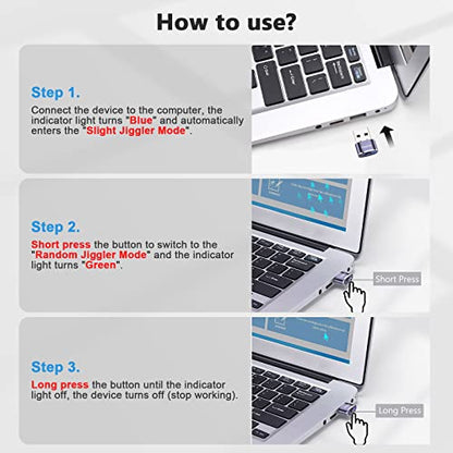 Auedrot USB Mouse Mover with Switch Button, Automatic Mouse Jiggler with 2 Modes, Keep Computer/Laptop Awake - Purple - color: Purple, style: 1 PCS