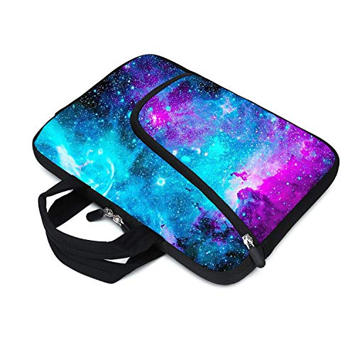 Laptop Sleeves 14 15 15.4 15.6 Chromebook Case Notebook Sleeve PC Messenger Bag Tablet Case Neoprene Handle Sleeve for Men Women, Two Pockets (Blue galaxys) - color: Blue galaxys